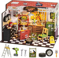 House Kit Garage Workshop, Build 1/20 Mini House Building Kit with LED