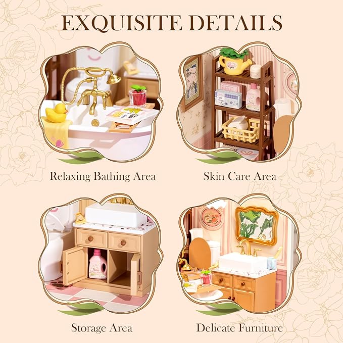 Miniature House Kit with LED Tiny Room Making Kit Expandable Plastic Craft Toy for Creative Play Home
