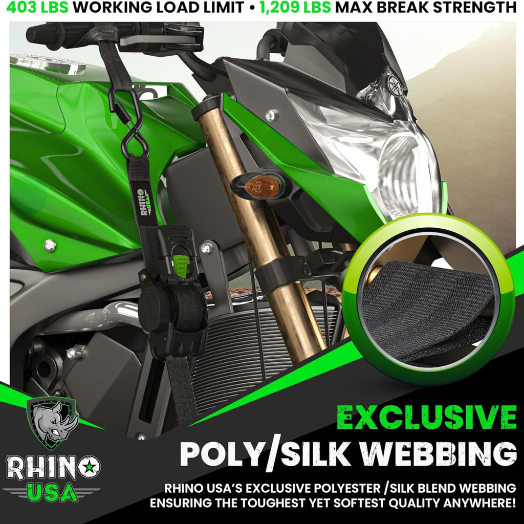 Retractable Ratchet Straps (4-Pack) - 1 Inch x 10 Feet (1,209lb Break Strength) - Auto Self Retracting Tie Down Straps for Truck, Cargo Trailer, Motorcycle, ATV, UTV