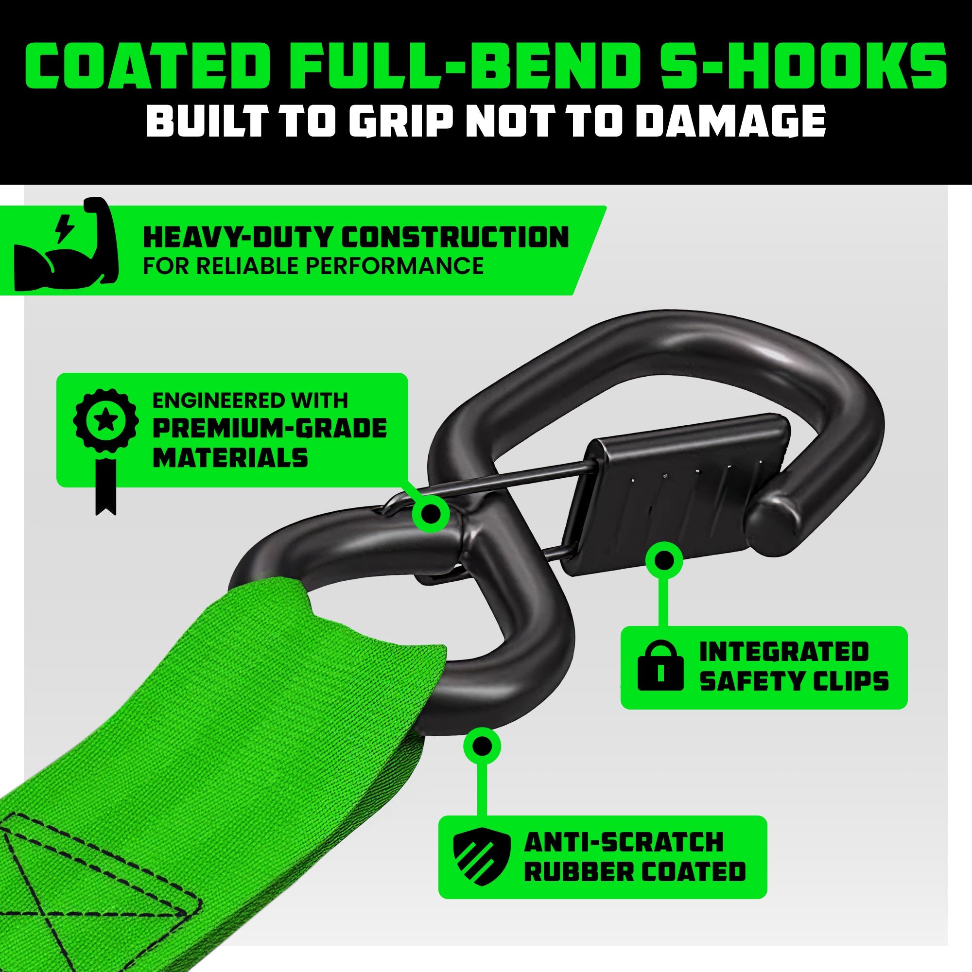 Retractable Ratchet Straps (4-Pack) - 1 Inch x 10 Feet (1,209lb Break Strength) - Auto Self Retracting Tie Down Straps for Truck, Cargo Trailer, Motorcycle, ATV, UTV