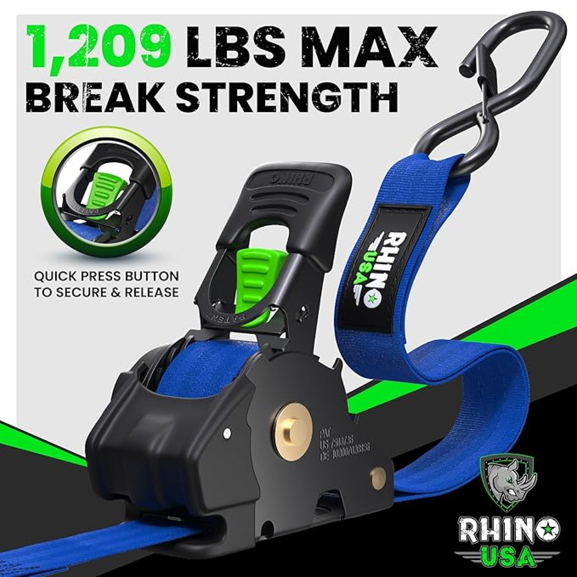 Retractable Ratchet Straps (4-Pack) - 1 Inch x 10 Feet (1,209lb Break Strength) - Auto Self Retracting Tie Down Straps for Truck, Cargo Trailer, Motorcycle, ATV, UTV