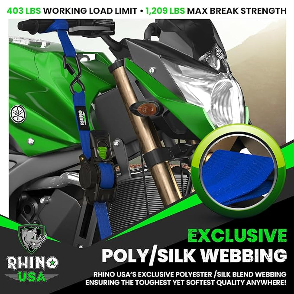 Retractable Ratchet Straps (4-Pack) - 1 Inch x 10 Feet (1,209lb Break Strength) - Auto Self Retracting Tie Down Straps for Truck, Cargo Trailer, Motorcycle, ATV, UTV