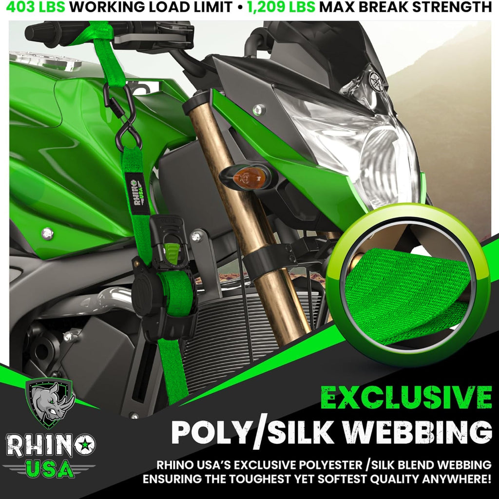 Retractable Ratchet Straps (4-Pack) - 1 Inch x 10 Feet (1,209lb Break Strength) - Auto Self Retracting Tie Down Straps for Truck, Cargo Trailer, Motorcycle, ATV, UTV