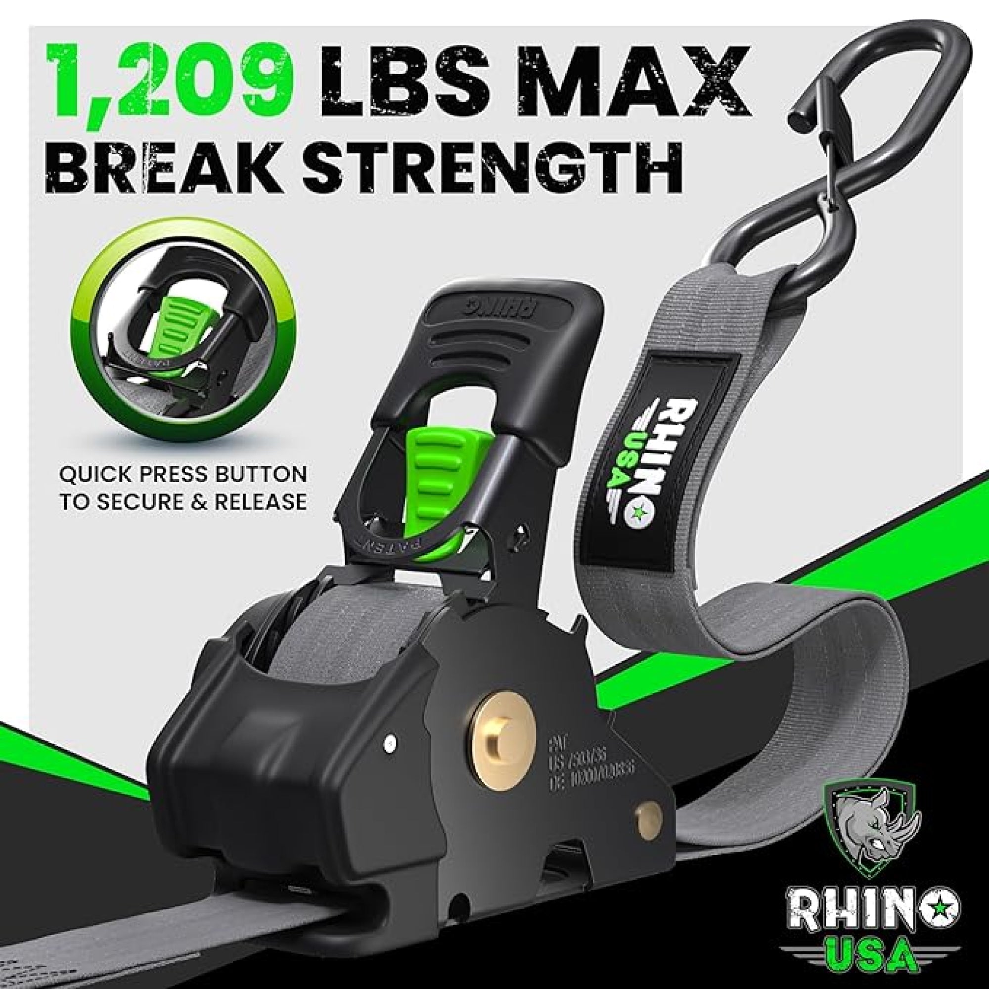 Retractable Ratchet Straps (4-Pack) - 1 Inch x 10 Feet (1,209lb Break Strength) - Auto Self Retracting Tie Down Straps for Truck, Cargo Trailer, Motorcycle, ATV, UTV