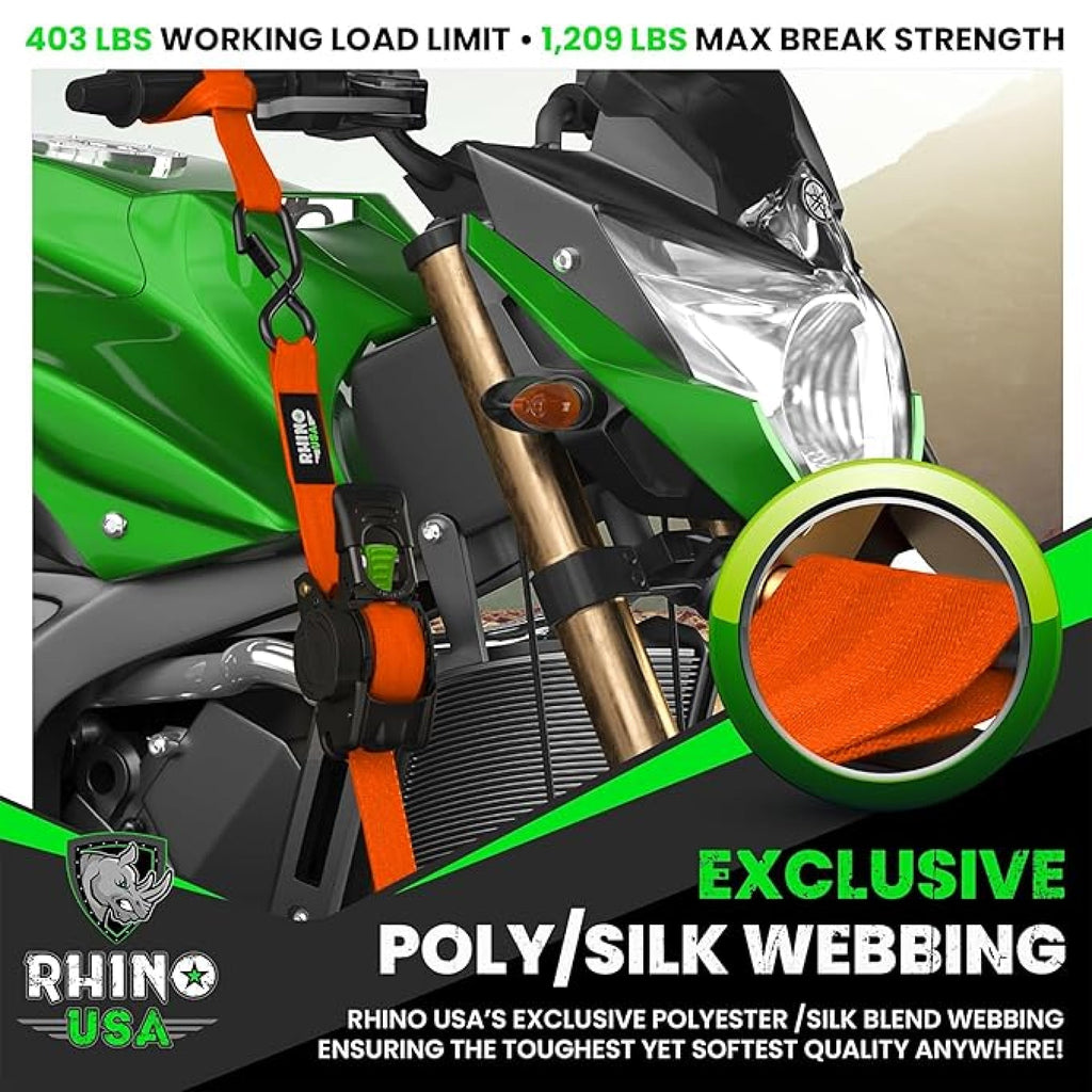 Retractable Ratchet Straps (4-Pack) - 1 Inch x 10 Feet (1,209lb Break Strength) - Auto Self Retracting Tie Down Straps for Truck, Cargo Trailer, Motorcycle, ATV, UTV