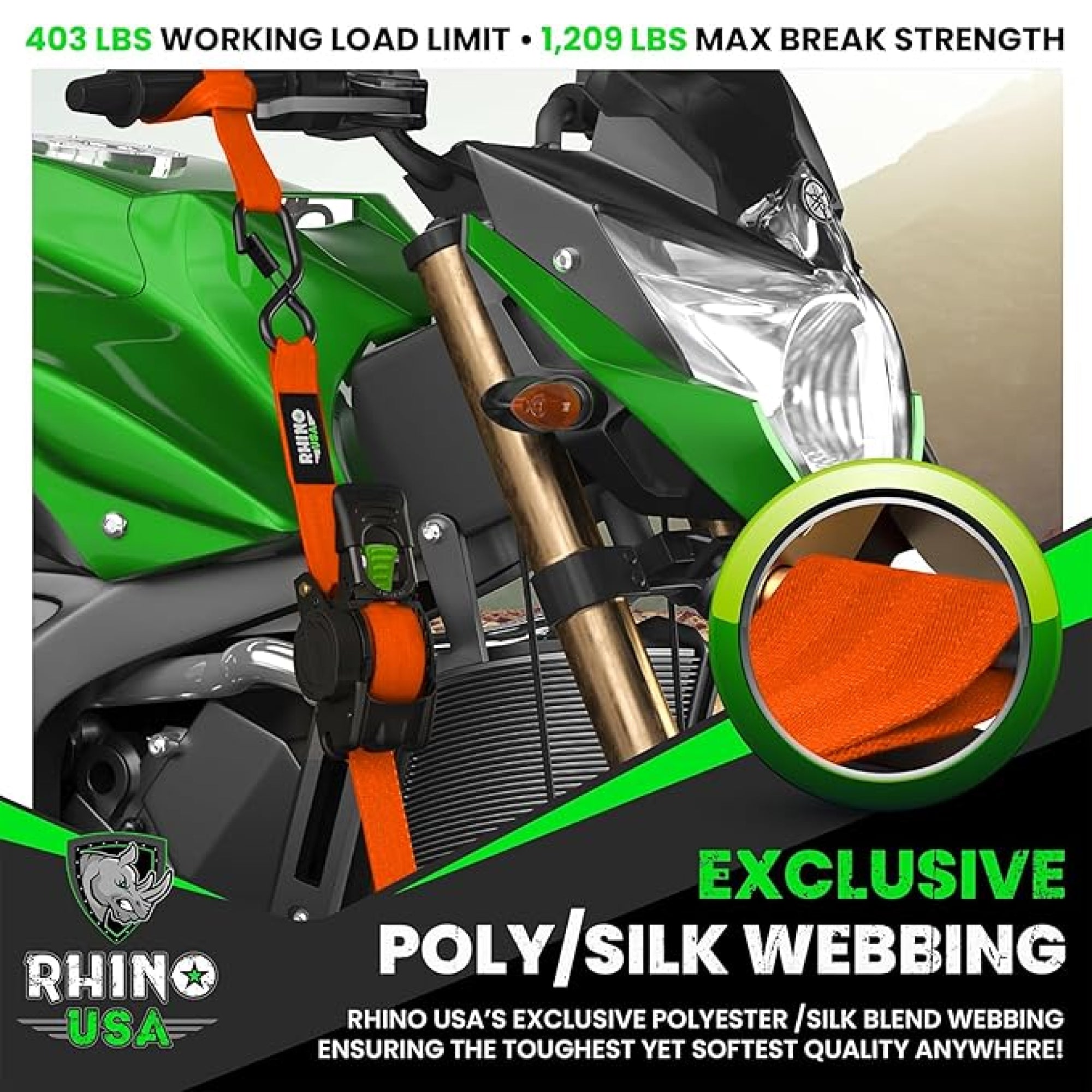 Retractable Ratchet Straps (4-Pack) - 1 Inch x 10 Feet (1,209lb Break Strength) - Auto Self Retracting Tie Down Straps for Truck, Cargo Trailer, Motorcycle, ATV, UTV