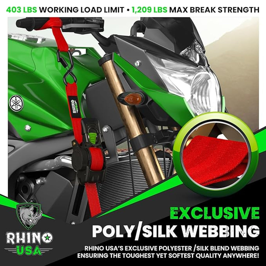 Retractable Ratchet Straps (4-Pack) - 1 Inch x 10 Feet (1,209lb Break Strength) - Auto Self Retracting Tie Down Straps for Truck, Cargo Trailer, Motorcycle, ATV, UTV