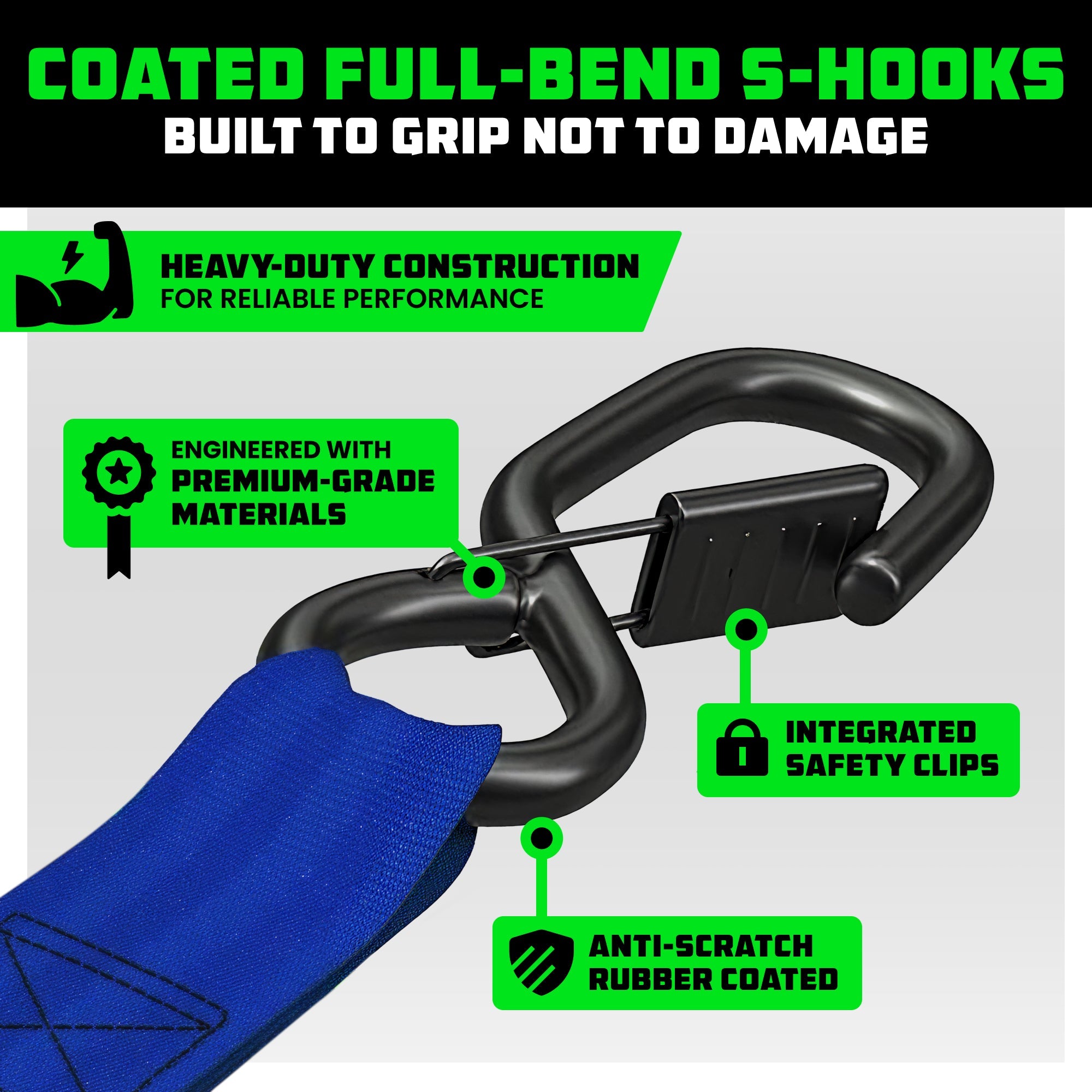 Retractable Ratchet Straps (4-Pack) - 1 Inch x 10 Feet (1,209lb Break Strength) - Auto Self Retracting Tie Down Straps for Truck, Cargo Trailer, Motorcycle, ATV, UTV